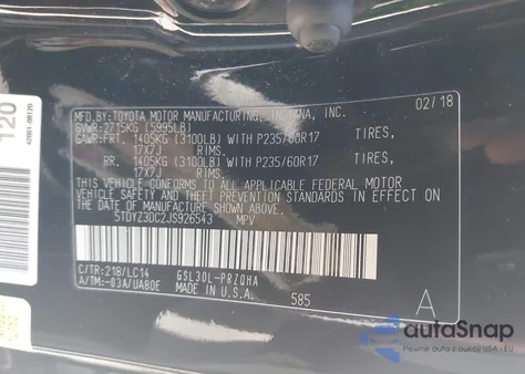 2018 Toyota Sienna Xle 8 Passenger из США, поврежденный, VIN 5TDYZ3DC2JS926543